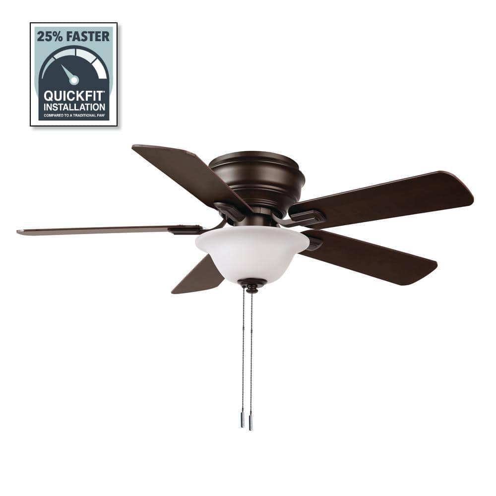 Hampton Bay Hawkins III 44 in. LED Indoor Oil Rubbed Bronze Flush Mount Ceiling Fan with Light