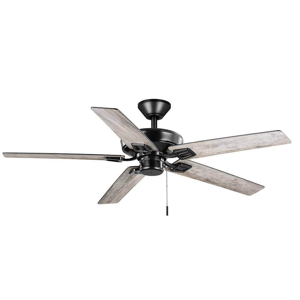 Hampton Bay Bayfield 52 in. Indoor Matte Black Dry Rated Downrod Ceiling Fan with 5 Reversible Blades