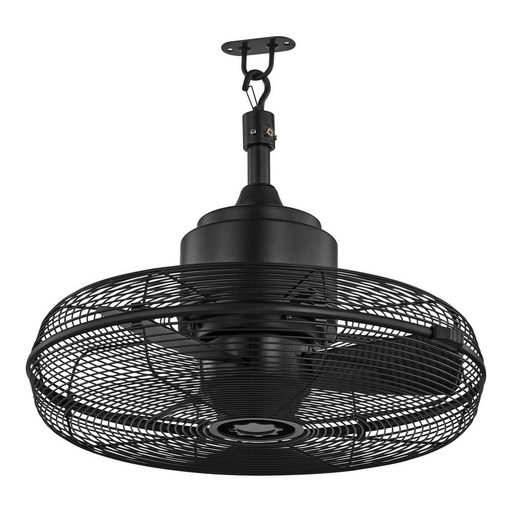 Conyer 20 in. Indoor/Wet Outdoor 3-Speed Anywhere Fan Matte Black with Convenient Hanging Hook