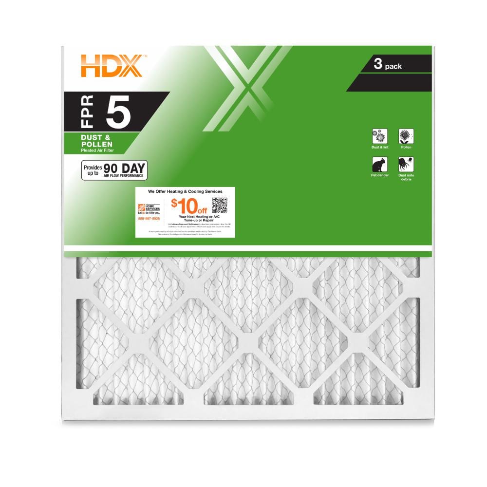 HDX 24 in. x 24 in. x 1 in. Standard Pleated Air Filter FPR 5 (3-Pack)