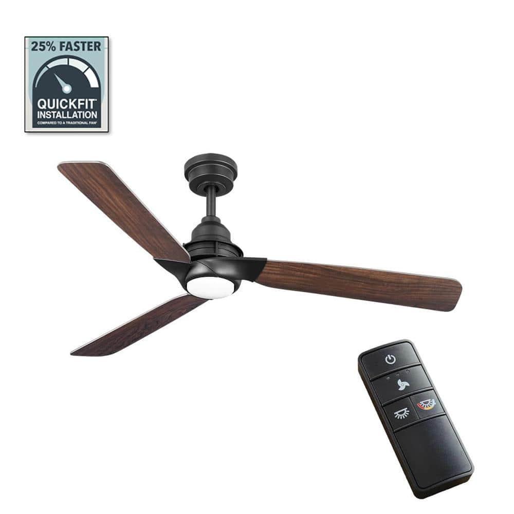 Home Decorators Ester 54  LED Indoor/Outdoor Matte Black Ceiling Fan w/Remote