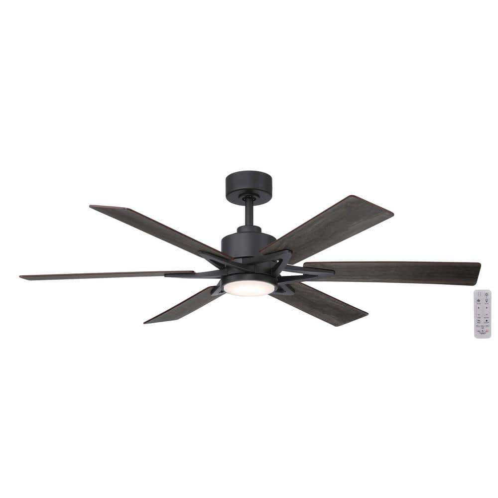 Home Decorators Collection Intervale 56 in. Integrated CCT LED Indoor/Outdoor Matte Black Ceiling Fan with Light and Remote Control