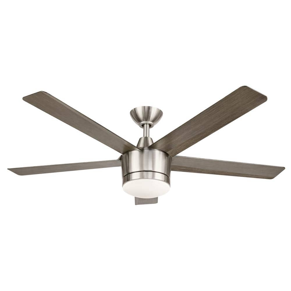 Merwry 52 in. Integrated LED Indoor Brushed Nickel Ceiling Fan with Light Kit and Remote Control