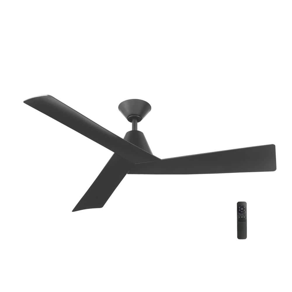 Home Decorators Collection Easton 52 in. Indoor/Outdoor Matte Black with Matte Black Blades Ceiling Fan with Remote Included