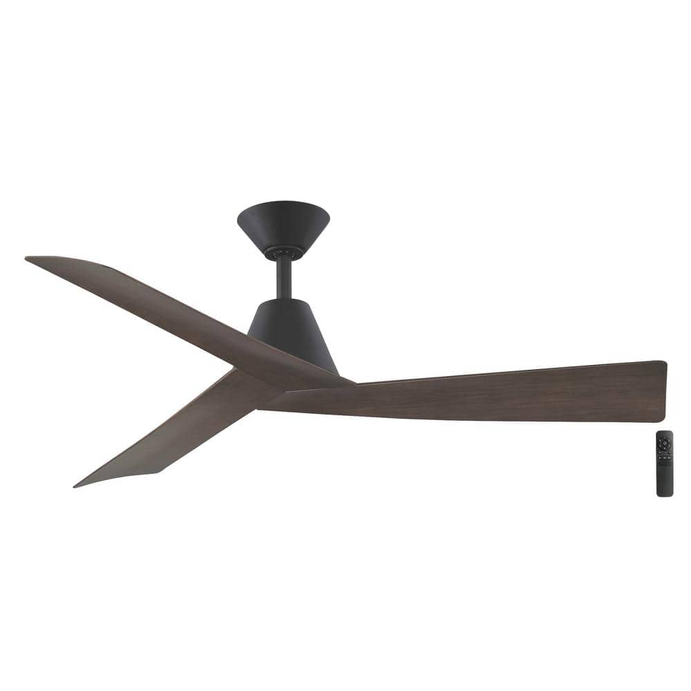 Easton 52 in. Universal Matte Black and Dark Wood Blades Ceiling Fan with Remote