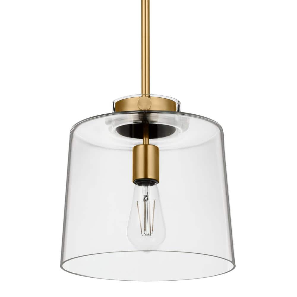 Hampton Bay Mullins 10 in. 1-Light Honey Gold Pendant Hanging Light, Modern Industrial Kitchen Pendant Lighting