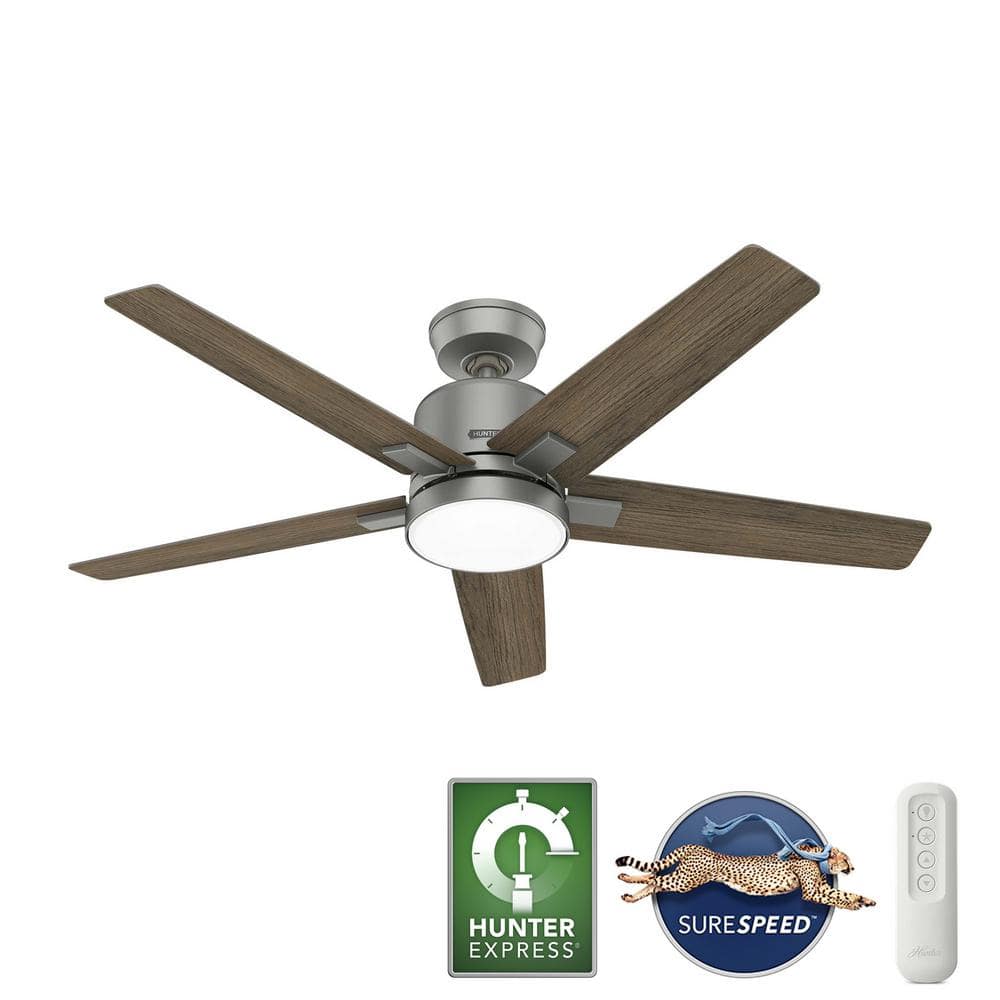 Matte Silver Ceiling Fan w/ Remote Light Kit