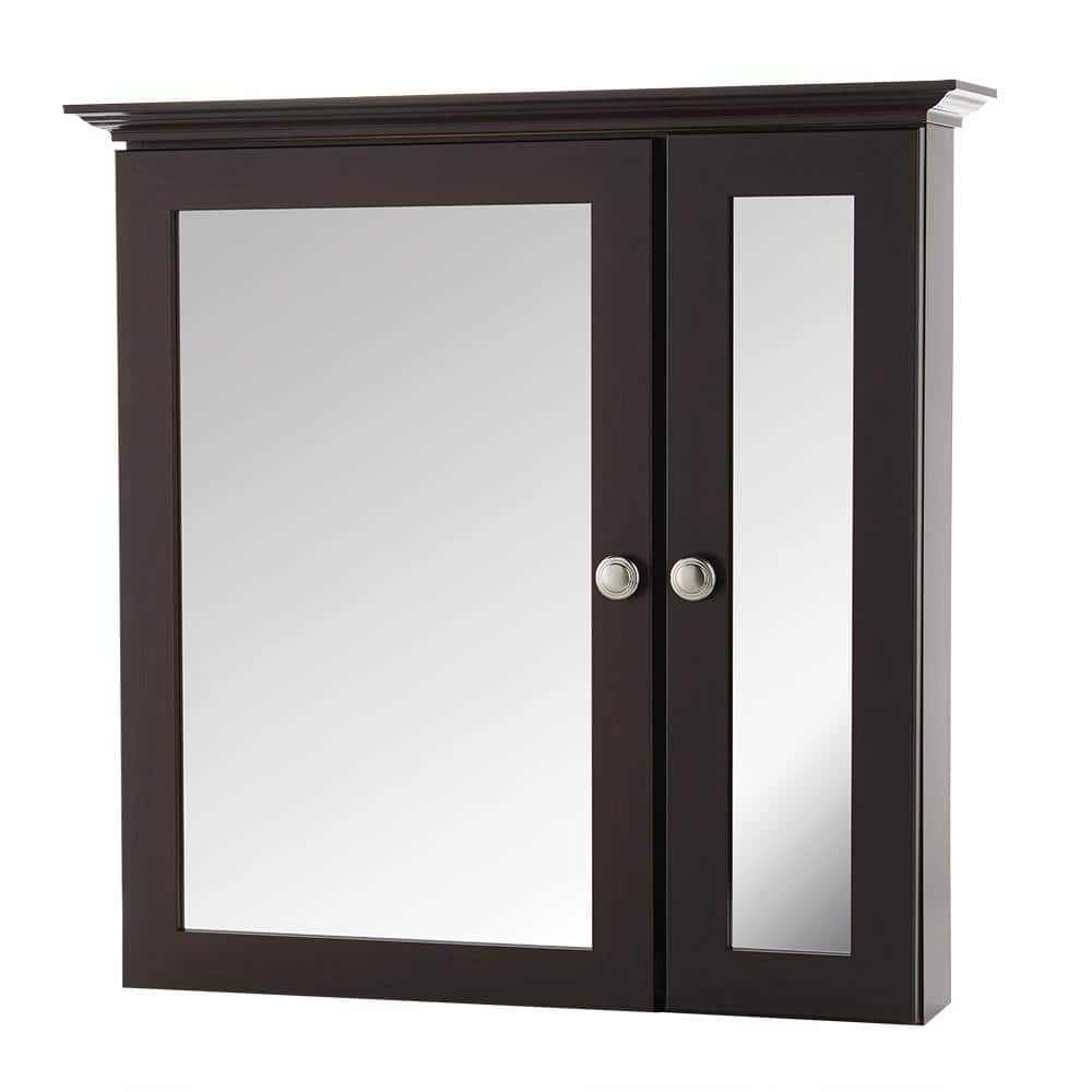 24-3/4 In. W X 24-5/8 In. H Fog Free Framed Surface-Mount Bi-View Bathroom Medicine Cabinet In Java