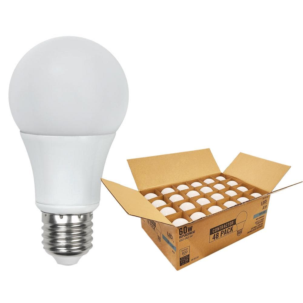 60-Watt Equivalent A19 Non Dimmable LED Light Bulb Daylight 5000K (48-Pack)