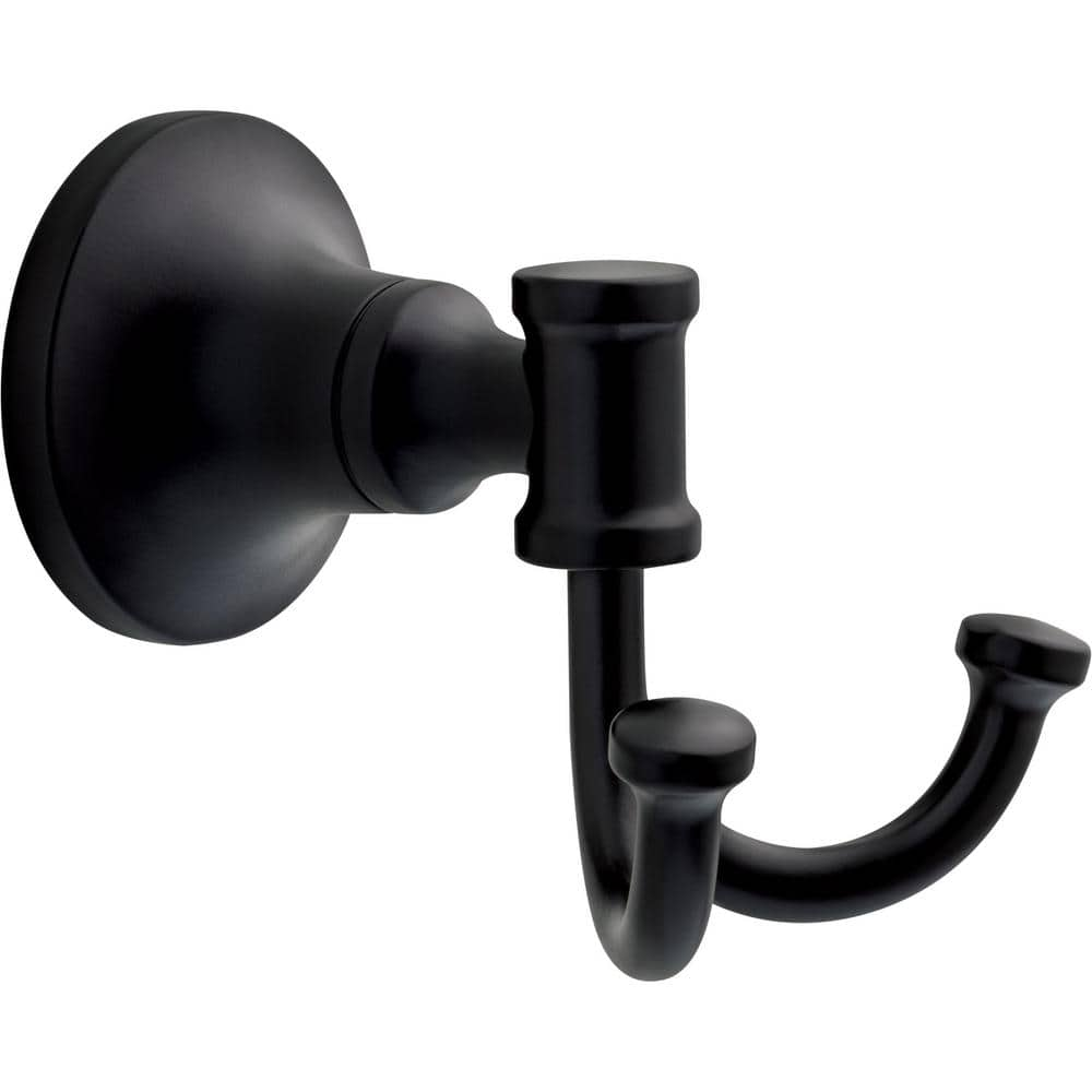 Delta Chamberlain Double Towel Hook Bath Hardware Accessory in Matte Black