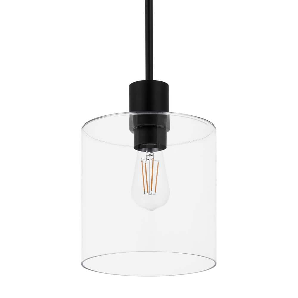 Hampton Bay Sutton Place 1-Light Matte Black Pendant