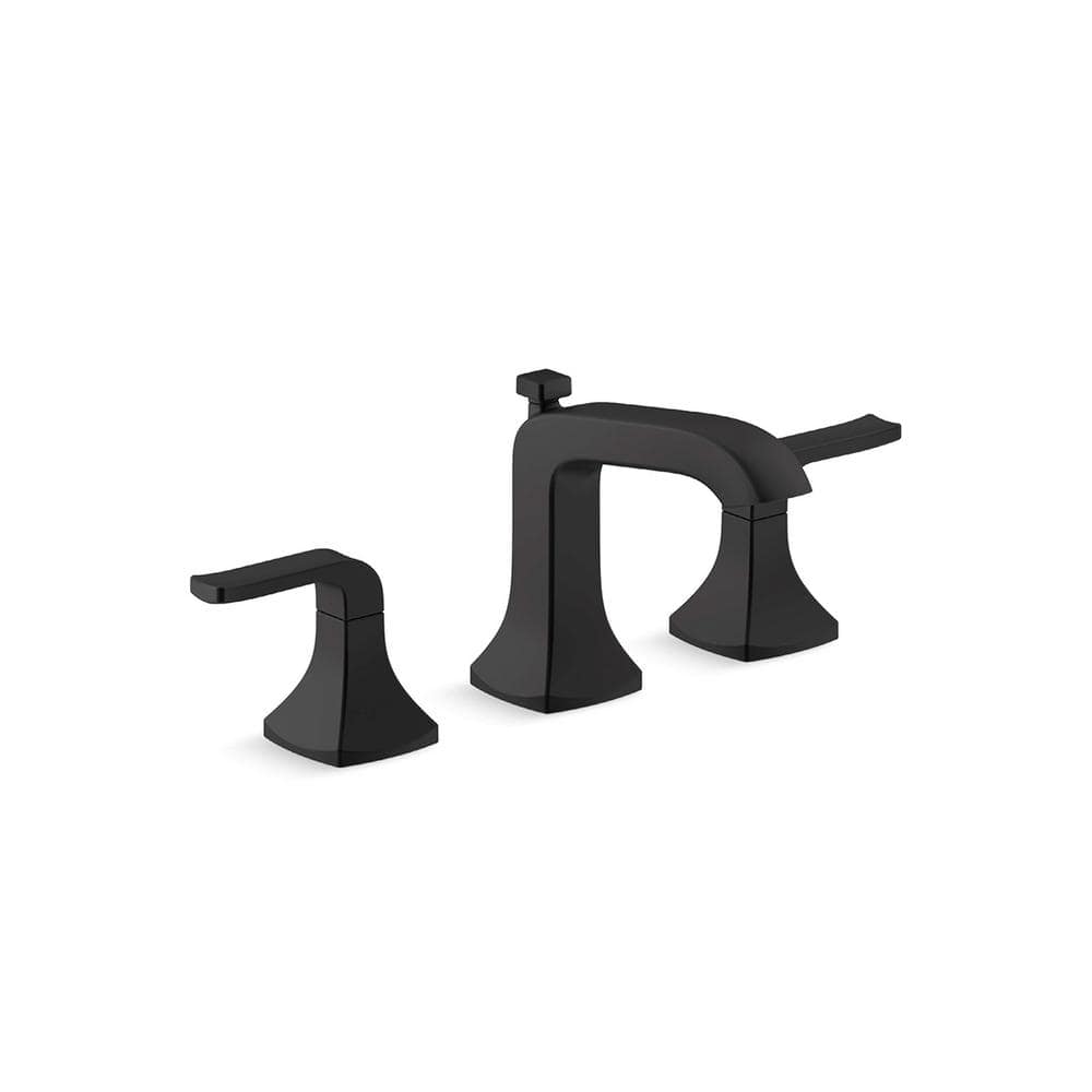 KOHLER Rubicon 8 in. Widespread 2-Handle Bathroom Faucet in Matte Black (Valve Included)