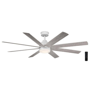 Home Decorators Collection Celene 62 in. Integrated CCT LED Indoor/Outdoor Matte White Ceiling Fan with Whitewashed Oak Blades and Remote Control