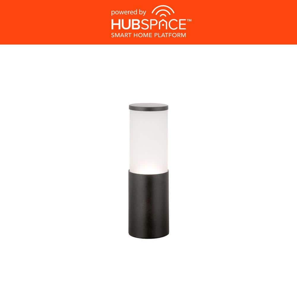 Hartford Low Voltage Millennium Black LED Smart Outdoor Bollard Light with Frosted Glass Shade Powered by Hubspace