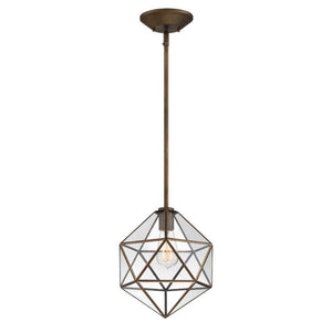Home Decorators Collection 1-Light Old Satin Brass Mini Pendant with Clear Glass, Vintage Bulb Included