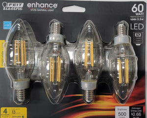 Feit Electric 18516 - BPCTC60930CAFIL/4 Decorative Chandelier Antique Filament LED Light Bulb