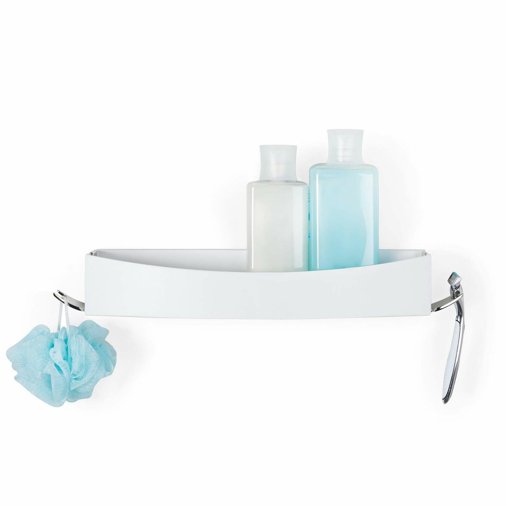 Better Living Products Clever Flip Shelf, Shower Storage Organizer, White and Chrome, 16.88" x 4" x 2.88"