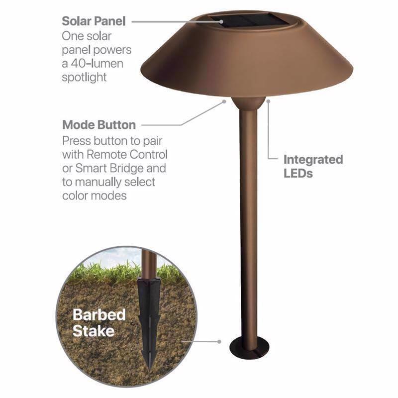 Feit Electric OneSync Bronze Solar Powered 40 W LED Pathway Light 2 pk