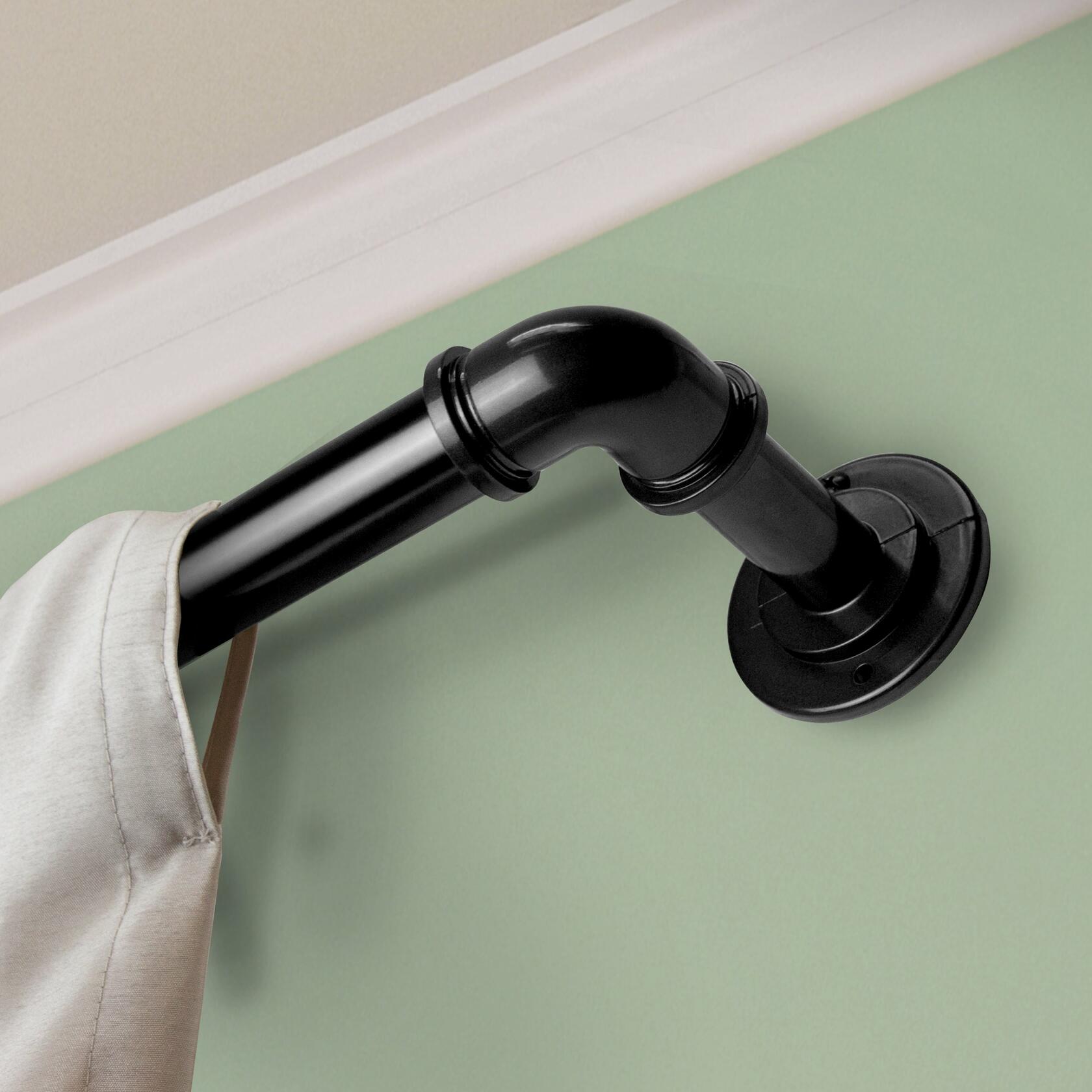 Rod Desyne BOT100-842 1 inch Blackout 84-120 inch-Black (3pcs) Single Curtain Rod Set