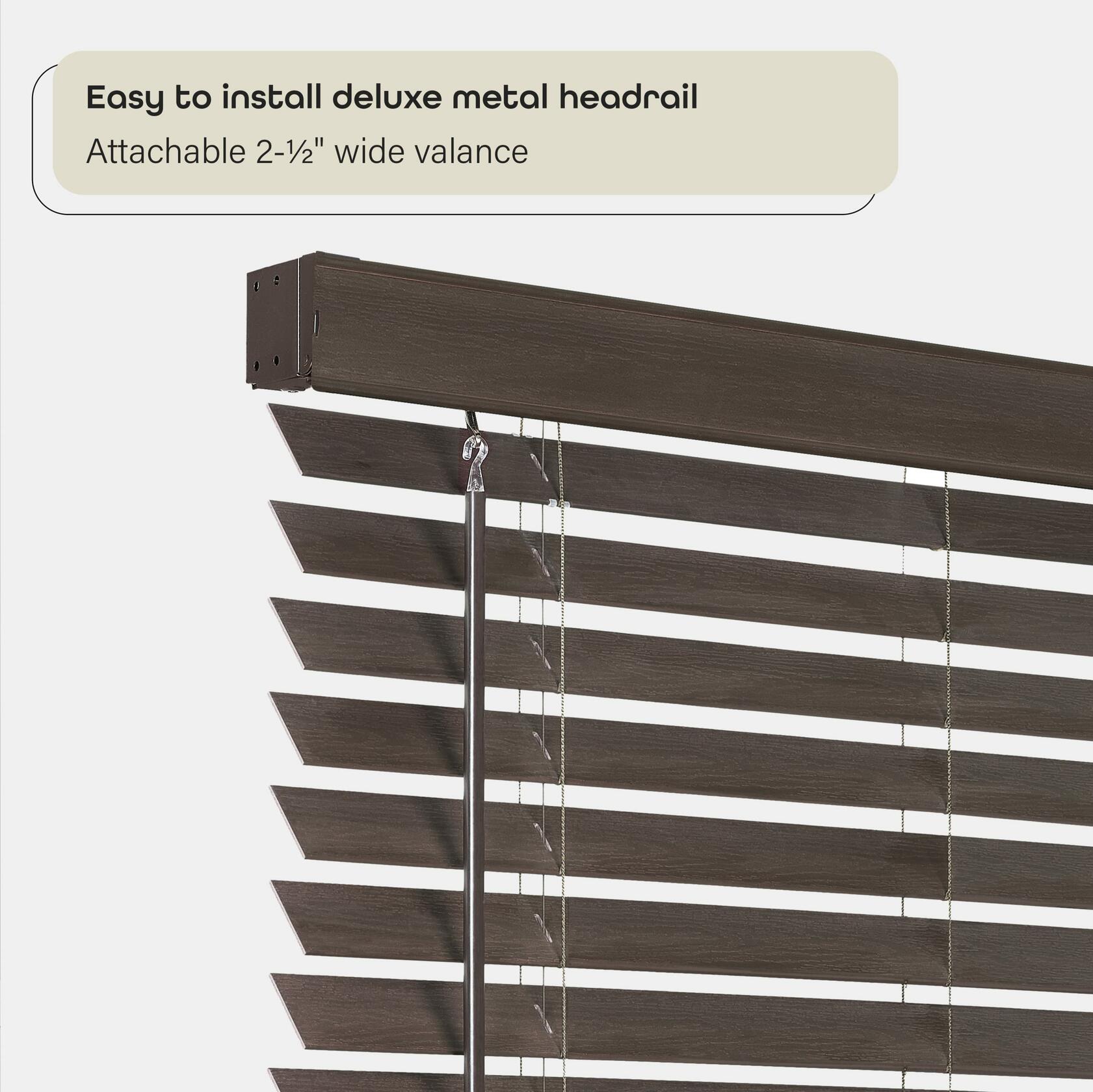 Cordless Room Darkening Plantation Blind - 23 Inch Width, 64 Inch Length, 2" Vinyl Slat Size - Mahogany - GII Madera Falsa Faux Wood, Light Filtering Horizontal Windows Blinds by Achim Home Decor