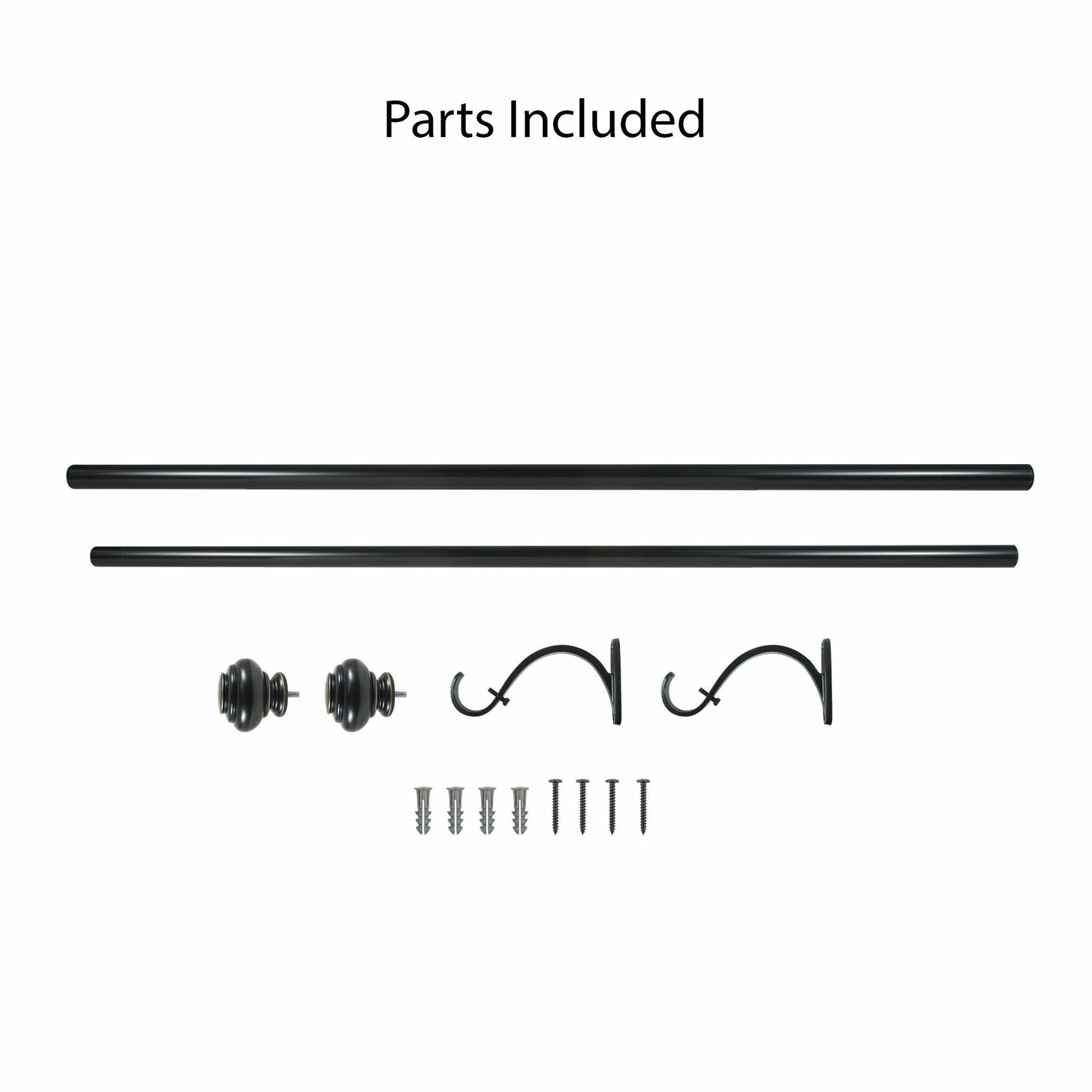 Decopolitan 278656829 1-Inch Urn Single Window Treatment Rod Set, 18 to 36-Inch, Antique Silver