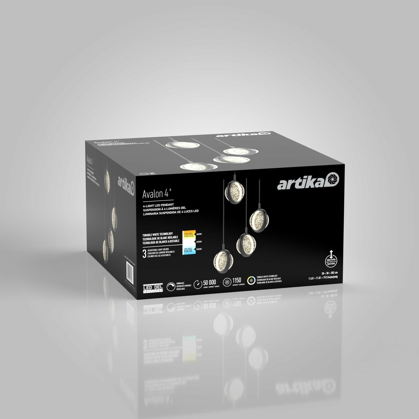 Avalon 4 Light LED Pendant Black