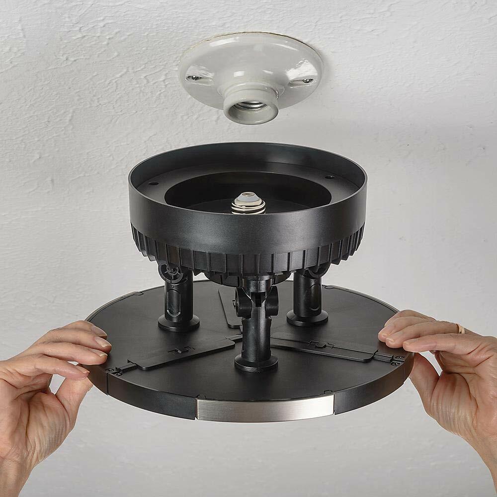 Spin Light 10 in. High Output 4000 Lumens Black LED Flush Mount Ceiling Light with 3 Adjustable Heads 5000K