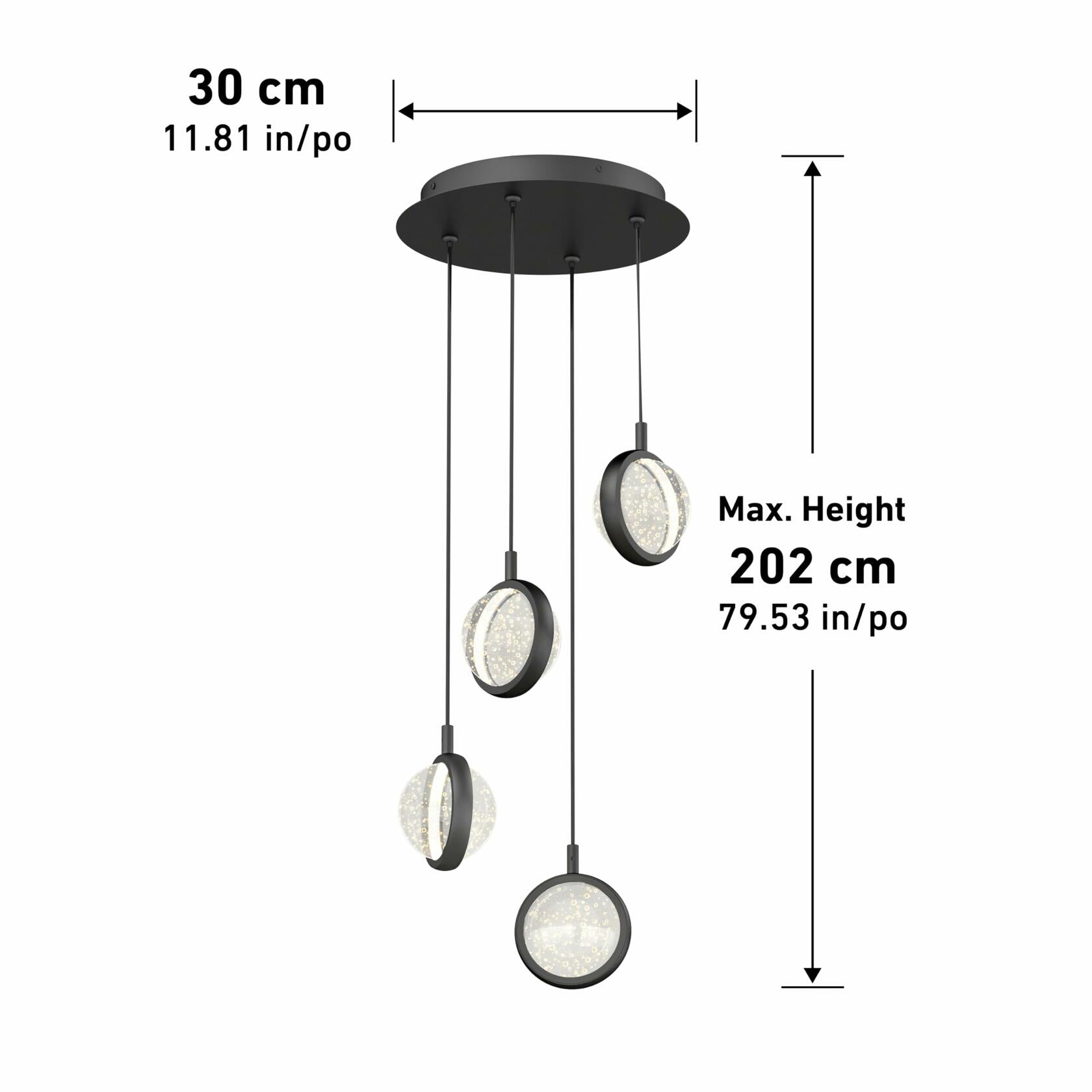 Avalon 4 Light LED Pendant Black