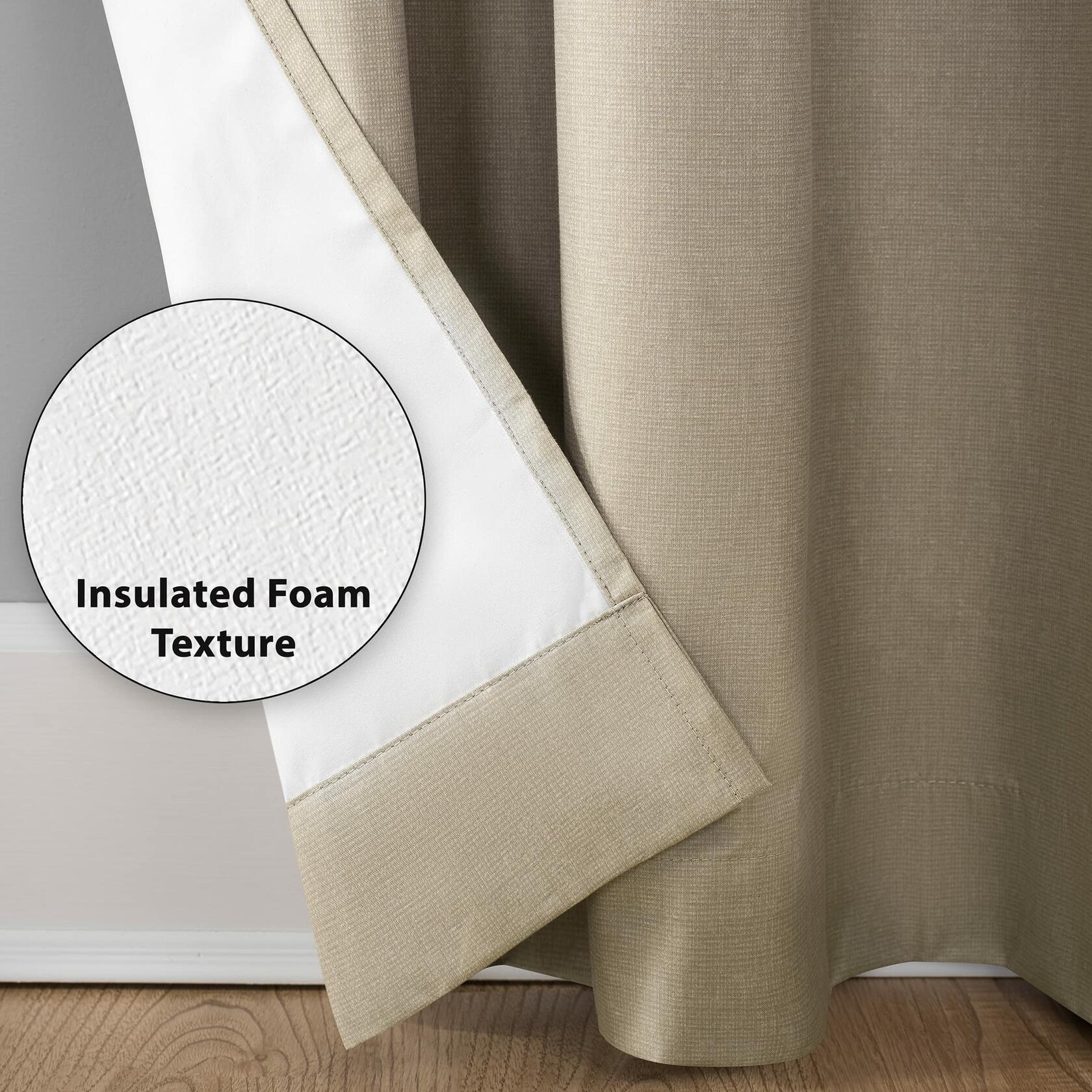Sun Zero Columbia Thermal Insulated 100% Blackout Grommet Curtain Single Panel, 50" x 84", Linen Off-white