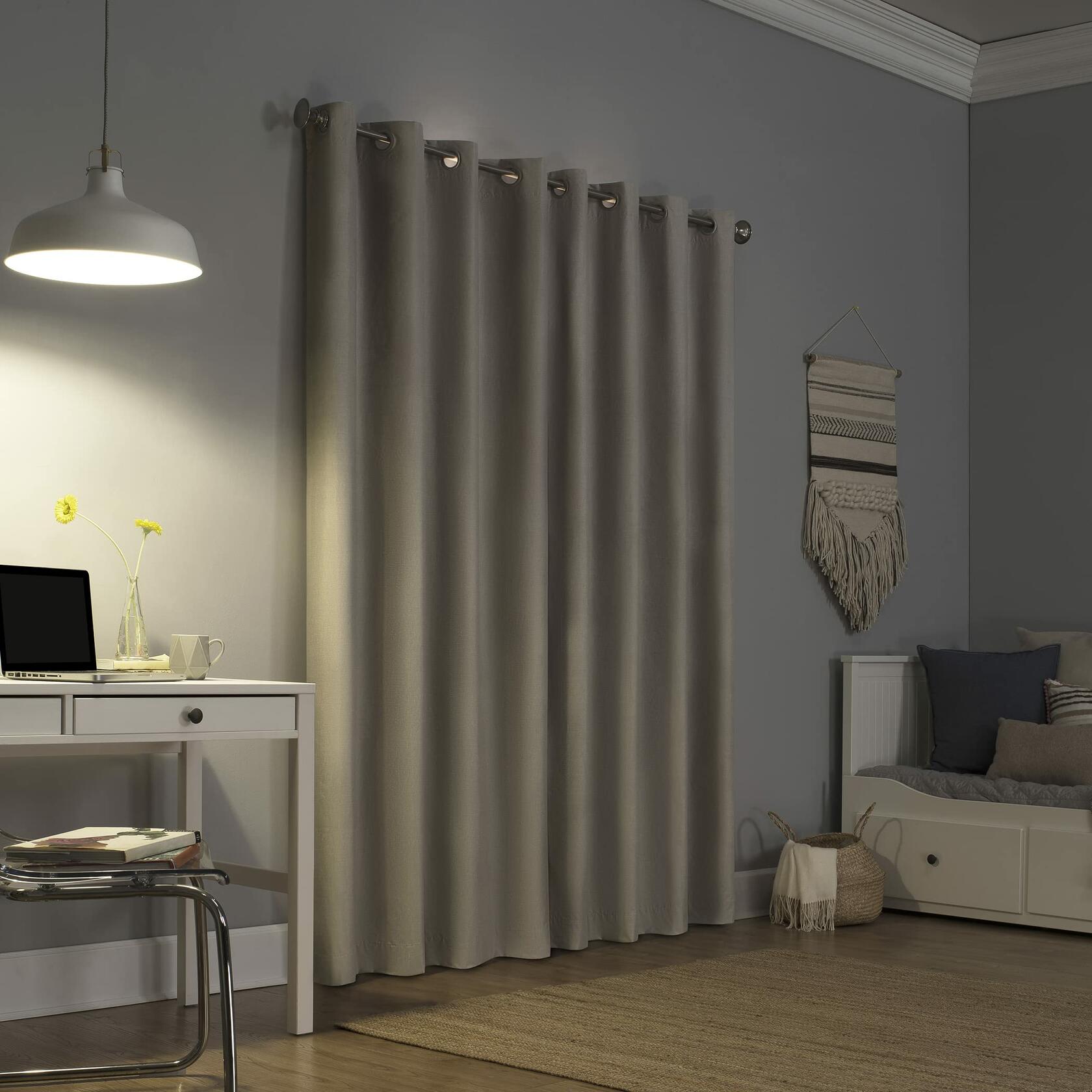 Sun Zero Columbia Thermal Insulated 100% Blackout Grommet Curtain Single Panel, 50" x 84", Linen Off-white