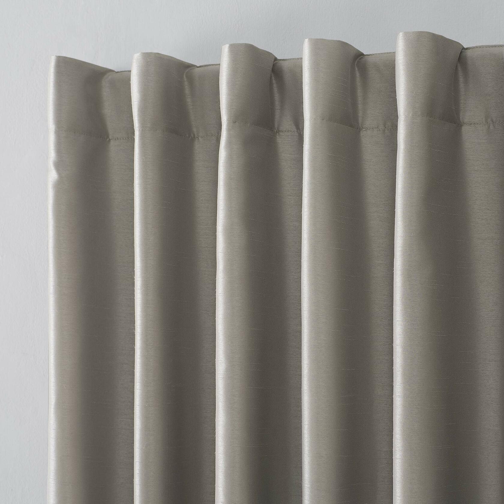Sun Zero Greyson Faux Dupioni Silk Thermal Extreme Total Blackout Back Tab Curtain Panel, 50" x 63", Stone Beige