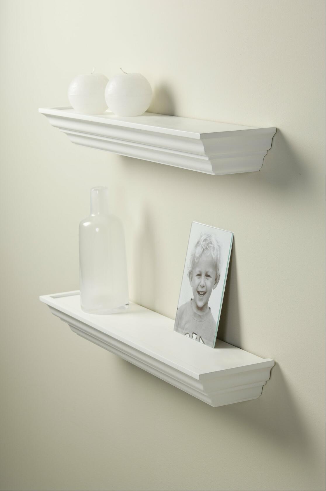 DURAline Elegant Floating Wall Shelf, White, 7.5 x 60 x 12.5 cm