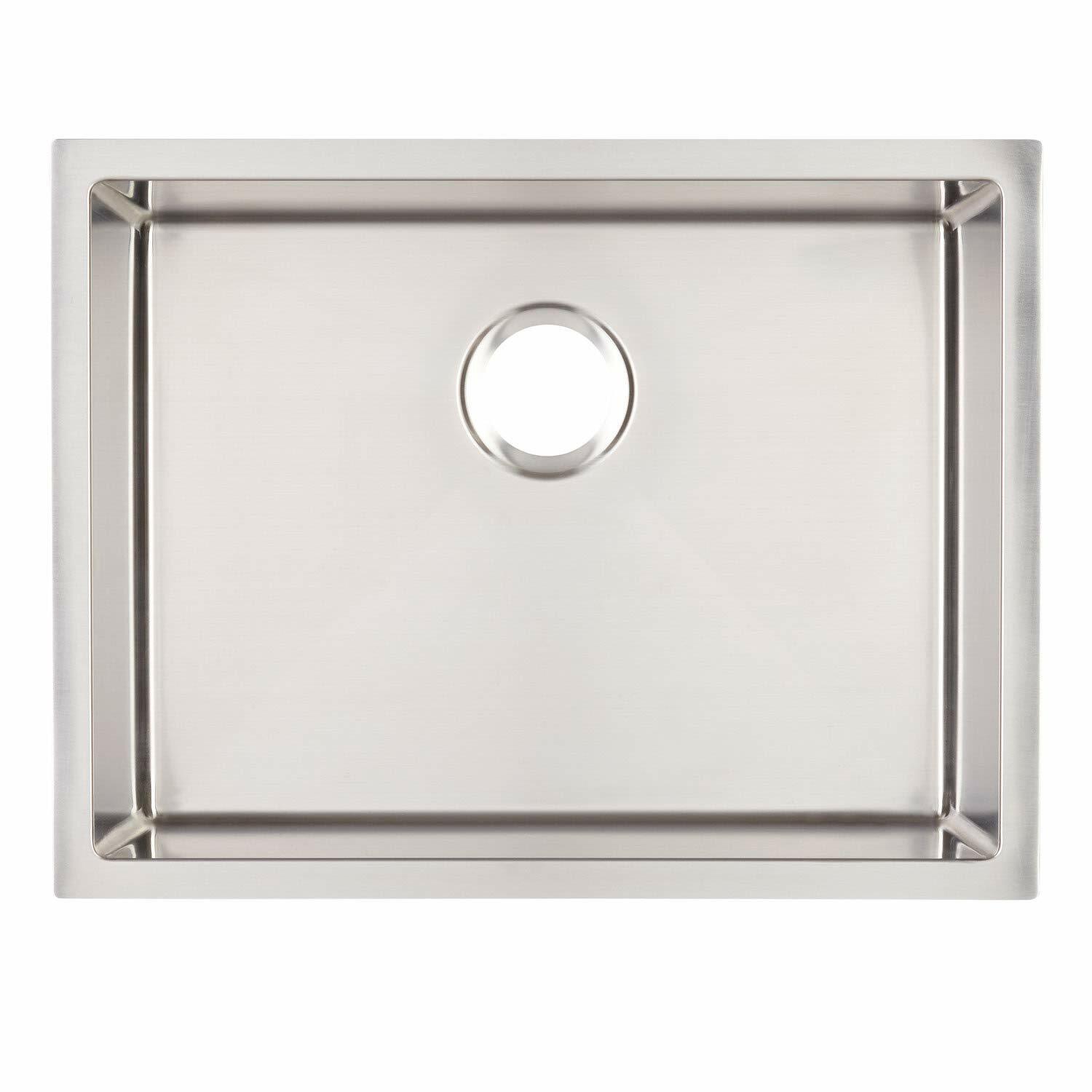 Signature Hardware 448364 Ortega 24" Drop In or Undermount Single Basin Stainless Steel Kitchen Sink - Stainless Steel