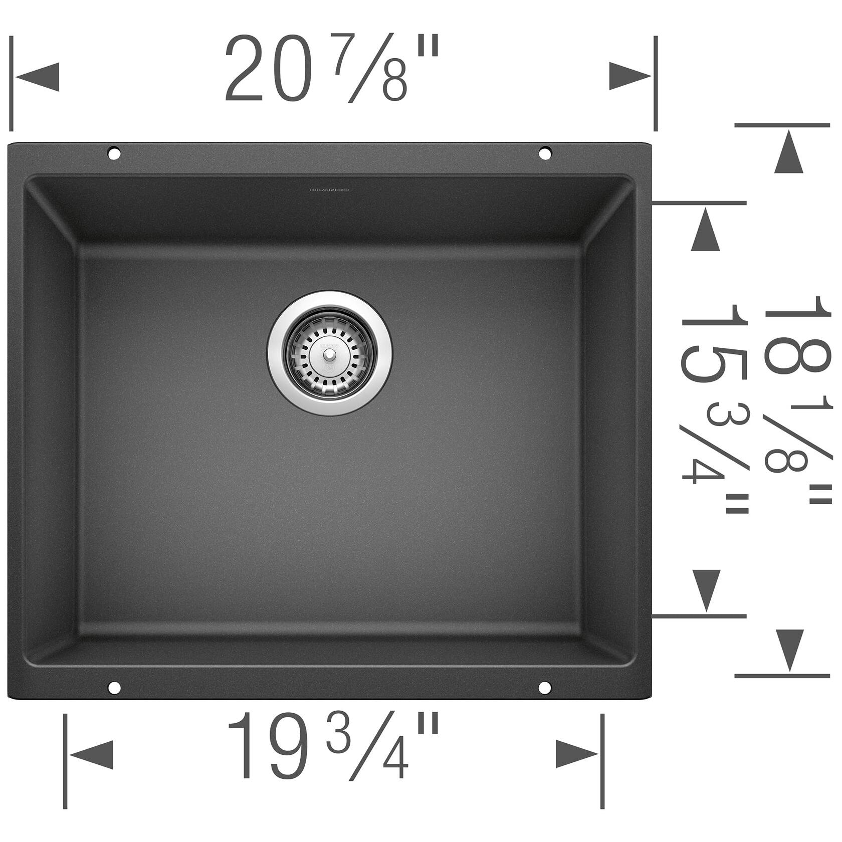 BLANCO 513428 Precis SILGRANIT Granite Composite Single Bowl Undermount Kitchen Sink - Anthracite