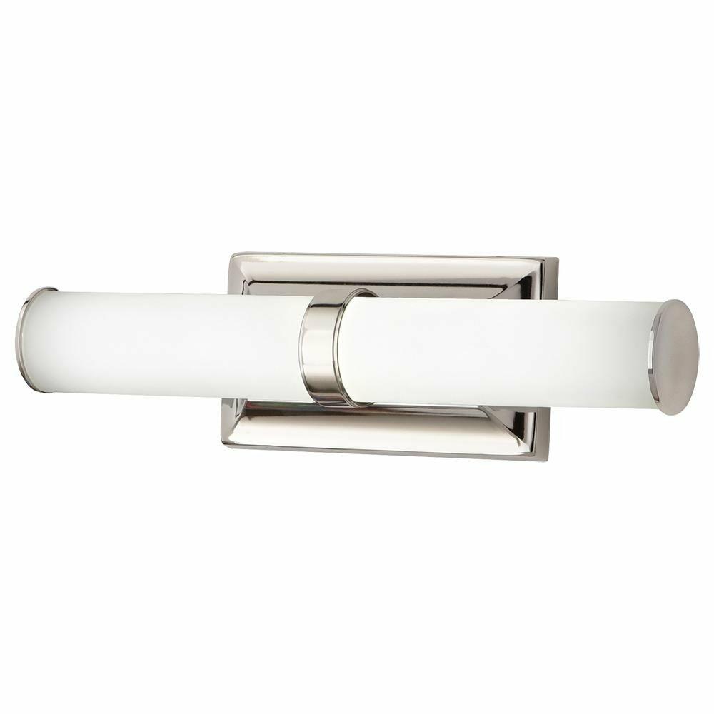 Home Decorators Collection 12-Watt Polished Nickel Integrated LED Bath Light with Tube Etched Glass