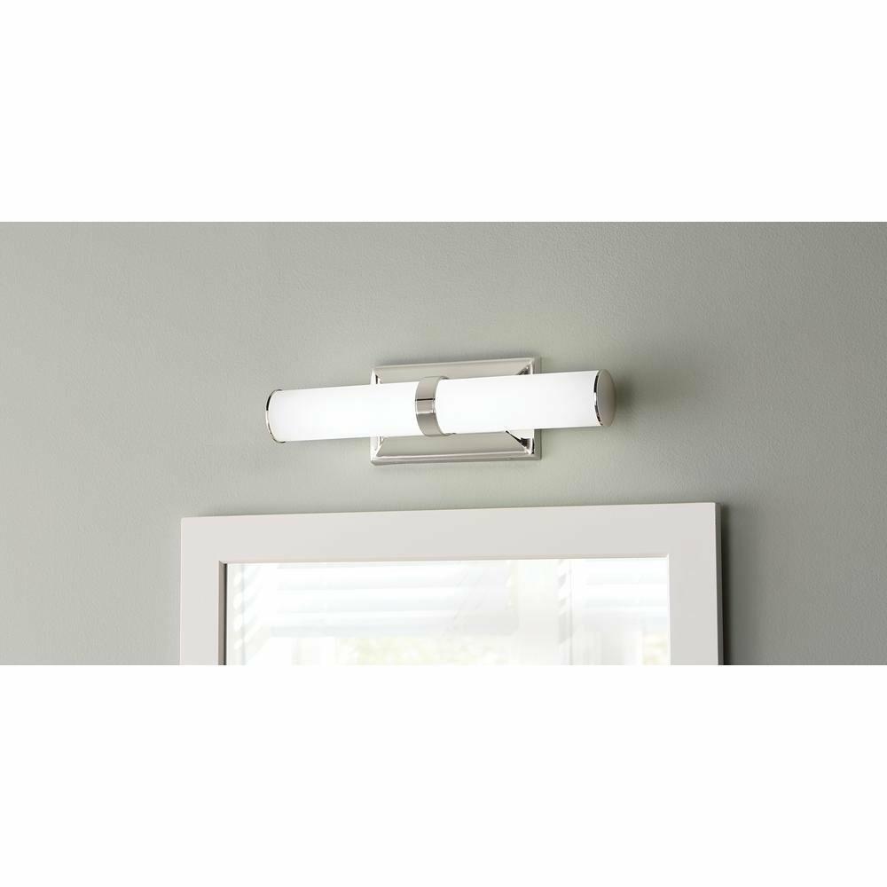 Home Decorators Collection 12-Watt Polished Nickel Integrated LED Bath Light with Tube Etched Glass