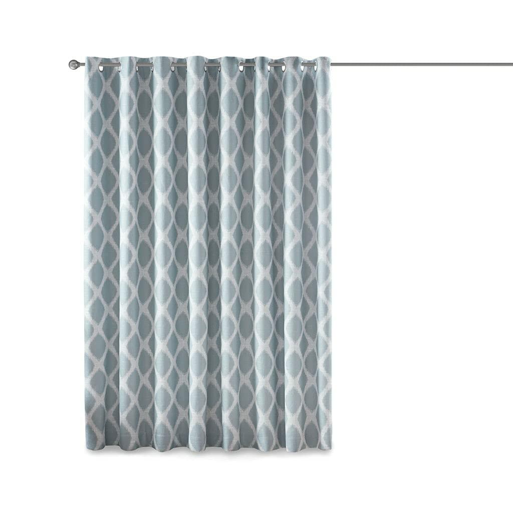 Sun Smart Blakesly Blackout Curtains Patio Window, Ikat Print, Grommet Top Living Room Decor, Living Room Decor, Thermal Insulated Light Blocking Drape for Bedroom and Apartments, 100" x 84", Aqua