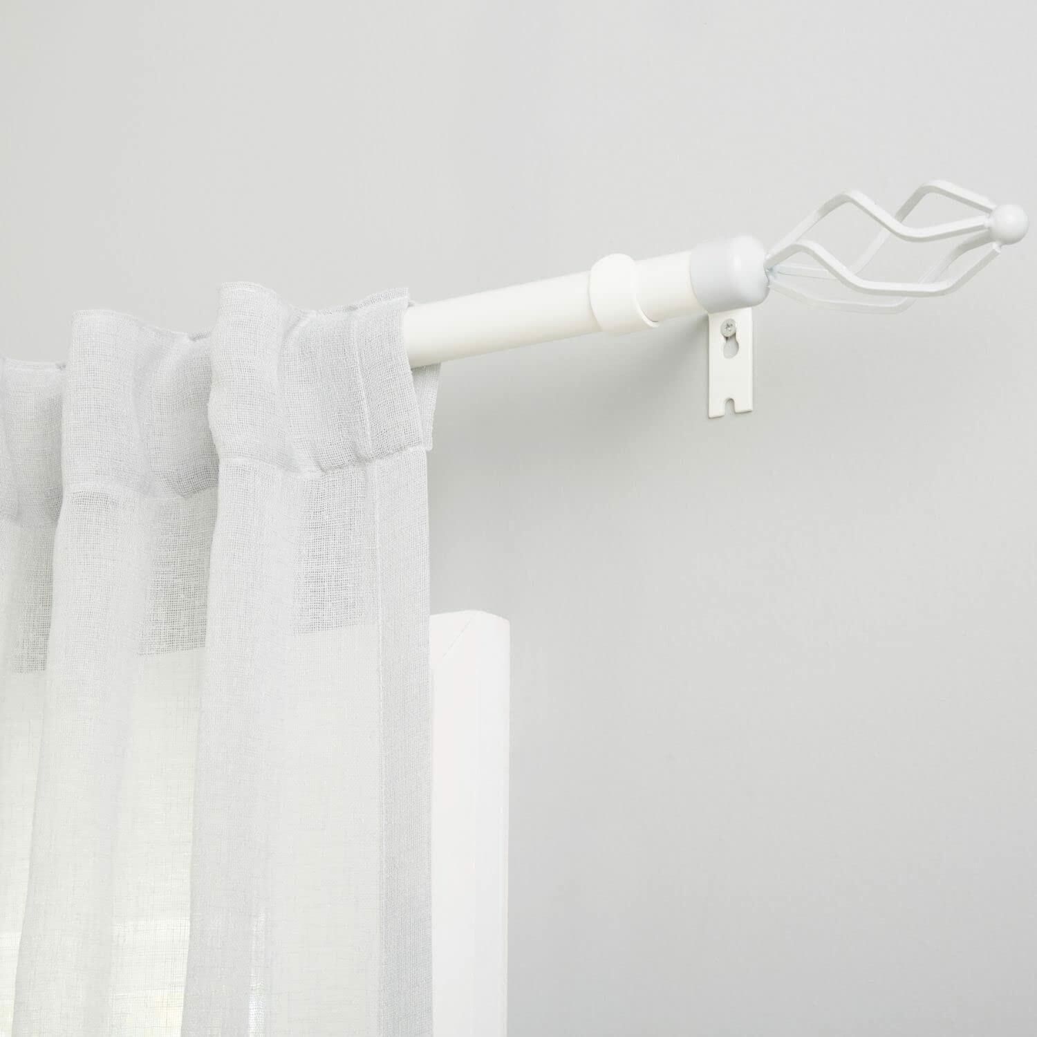 EXCLUSIVE HOME Lancelot 1" Window Curtain Rod and Finial Set, Adjustable 36"-72", Off White