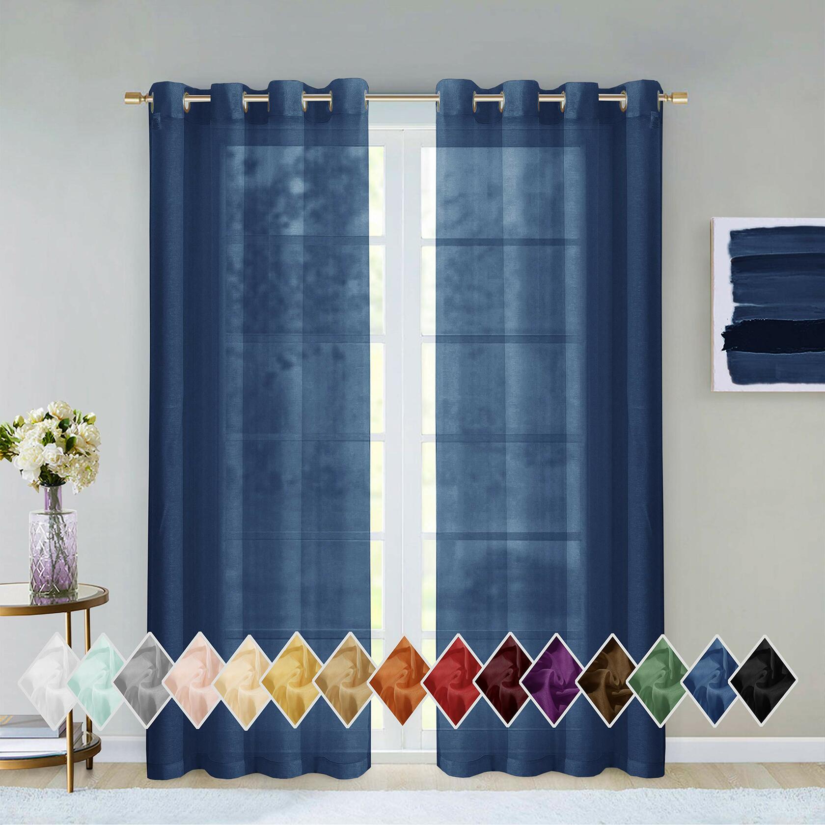 Sheer Window Curtains 2 Panels 54" W x 84" L (108" W) Extra Wide Linen Curtains & Drapes for Living Room, Bedroom, Farmhouse Curtains, Boho Decor, Light Filtering Window Treatments with Grommets