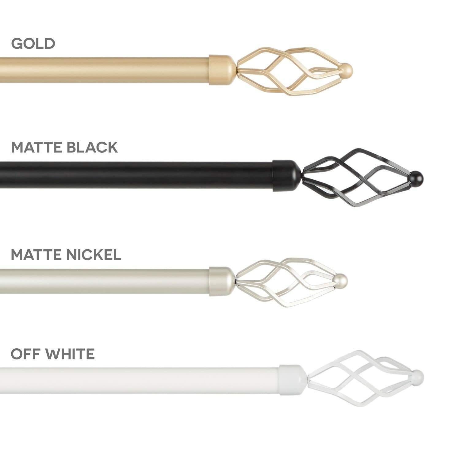 EXCLUSIVE HOME Lancelot 1" Window Curtain Rod and Finial Set, Adjustable 36"-72", Matte Nickel