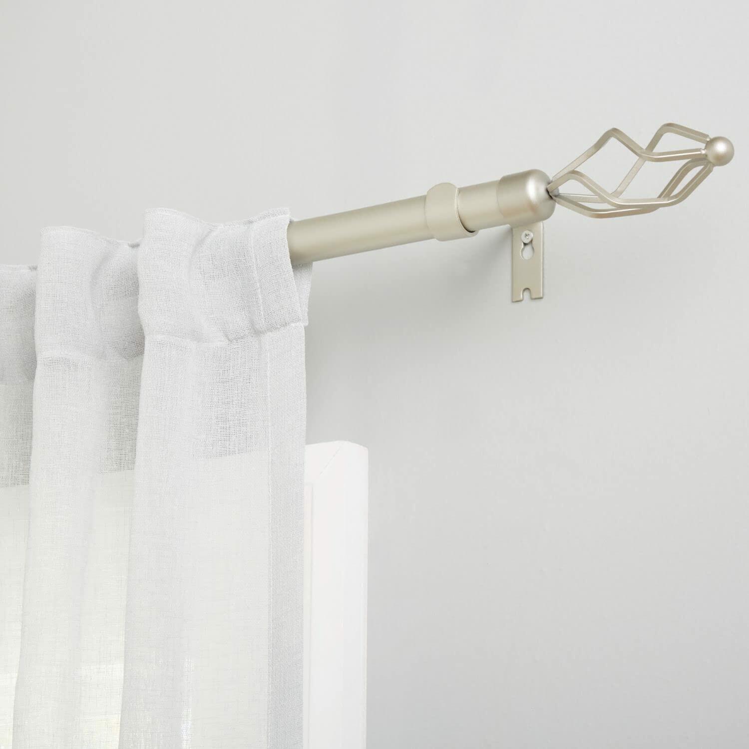 EXCLUSIVE HOME Lancelot 1" Window Curtain Rod and Finial Set, Adjustable 36"-72", Matte Nickel