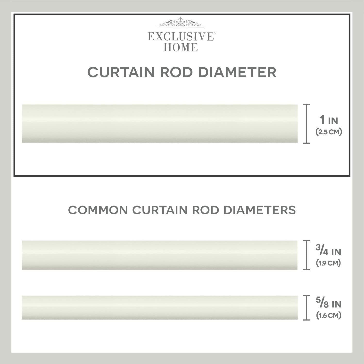 EXCLUSIVE HOME Lancelot 1" Window Curtain Rod and Finial Set, Adjustable 36"-72", Off White