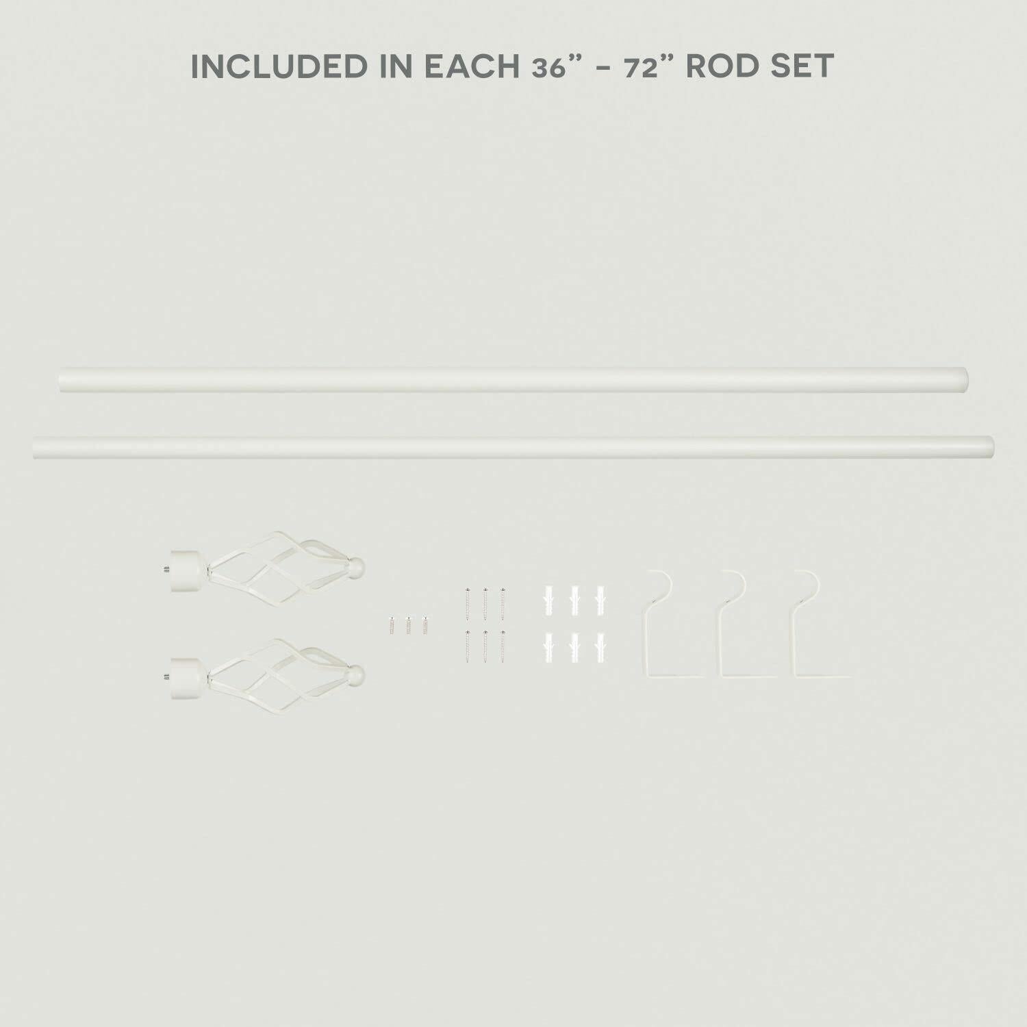 EXCLUSIVE HOME Lancelot 1" Window Curtain Rod and Finial Set, Adjustable 36"-72", Off White