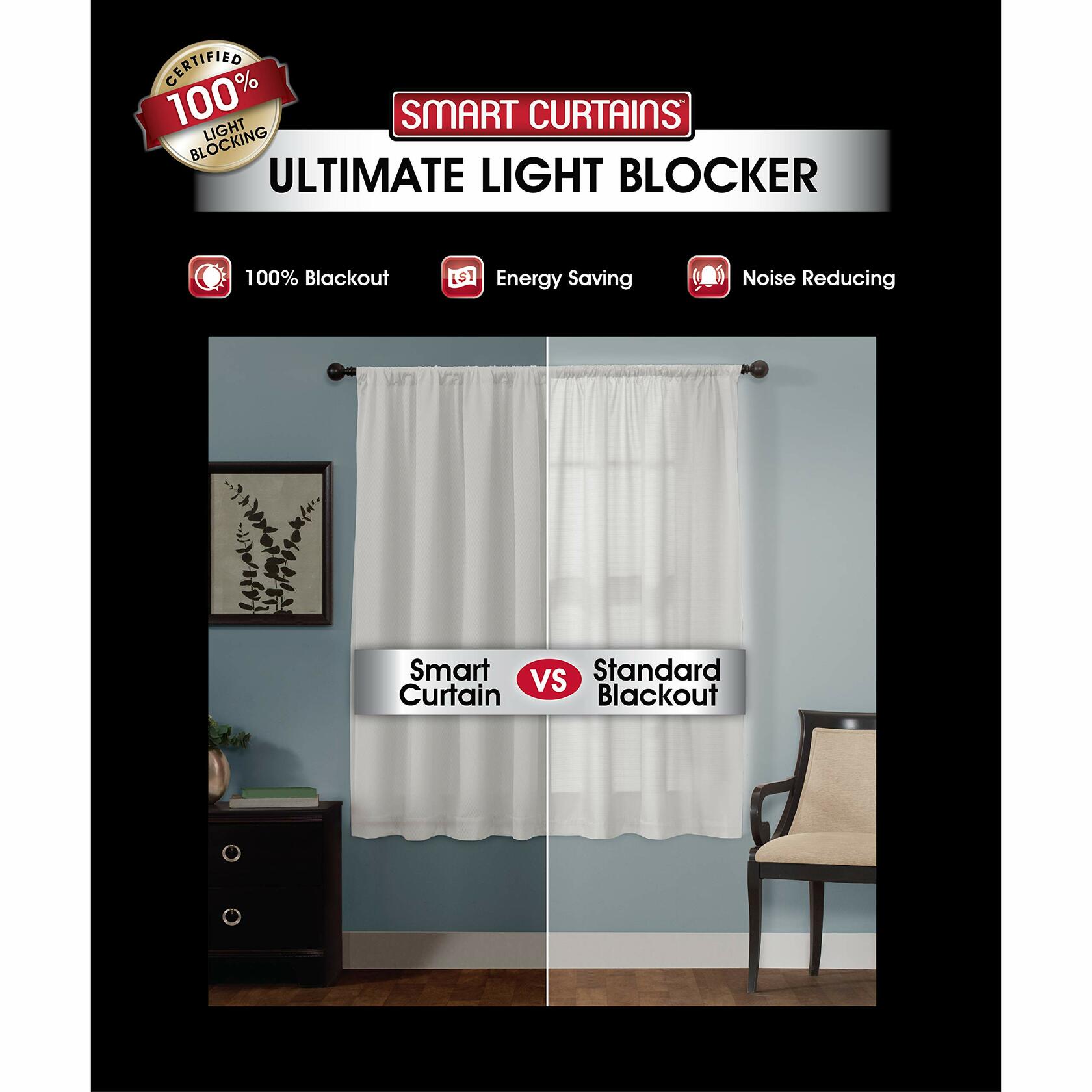 Maytex Jamie Blackout Window Curtain, 50 inches x 63 inches, Stone