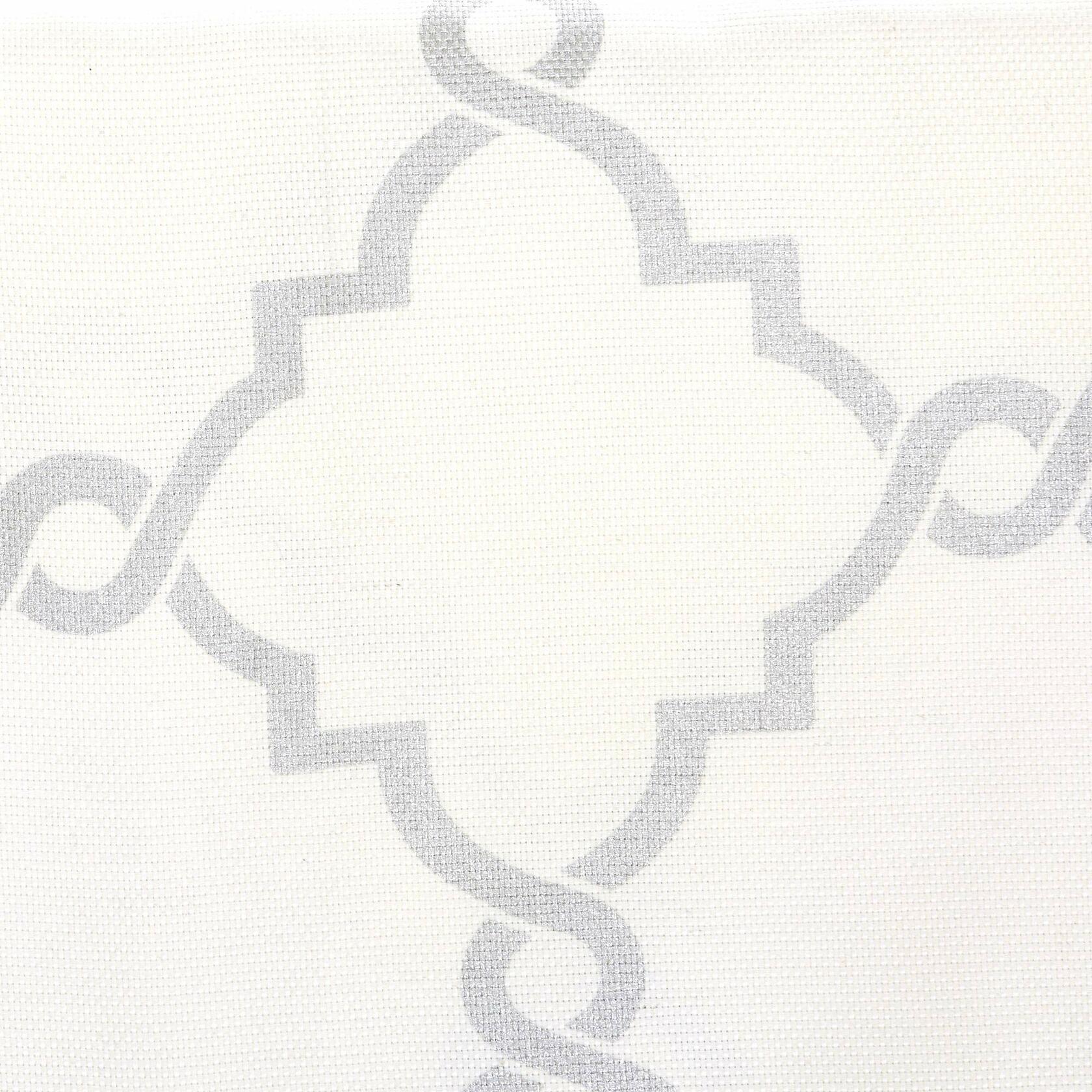 Madison Park Saratoga Light Filtering Fretwork Print Grommet Top Window Valance Swags for Living Room Bedroom and Kitchen, 50x18", Ivory/Grey