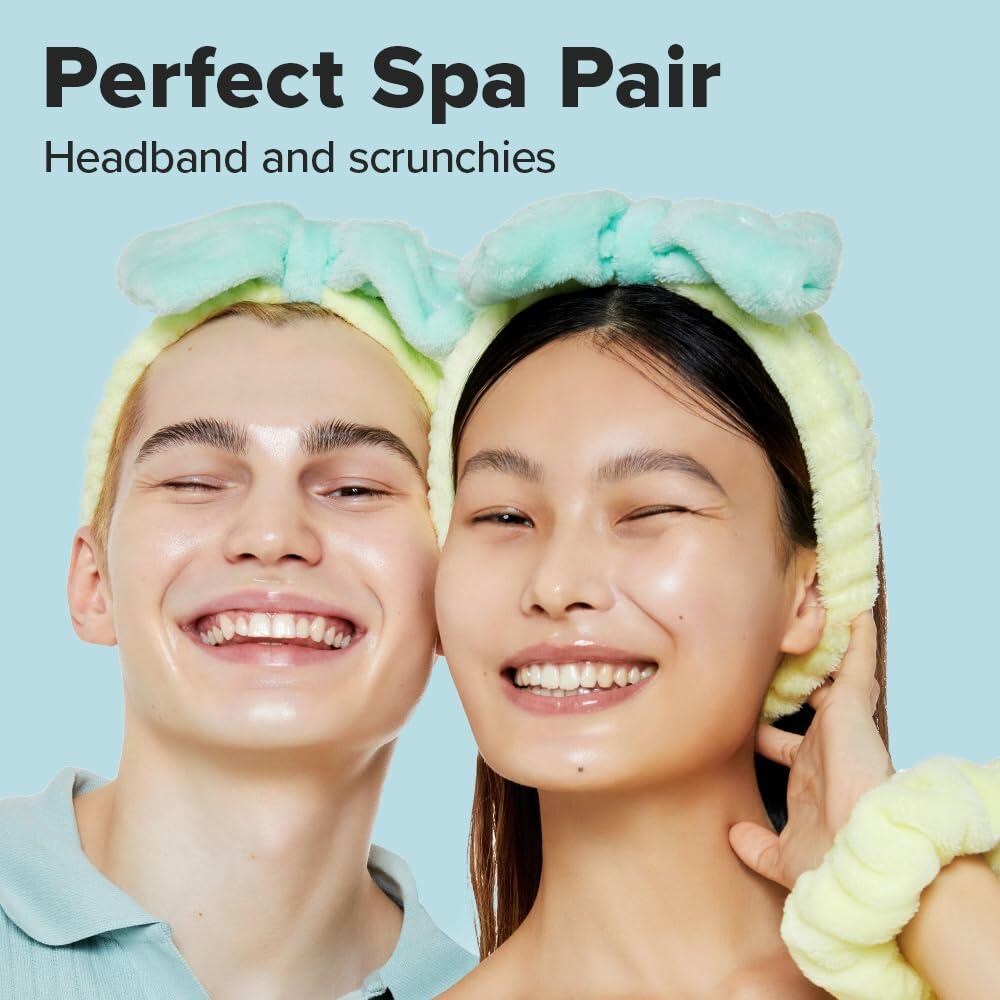 I DEW CARE Face Wash Headband & Scrunchie Set - Perfect Spa Pair | Adorable Design, Washing & Cleansing, Makeup and Spa, Quick Dry, Soft & Fuzzy, Non Slip, Teen Girls Stuff