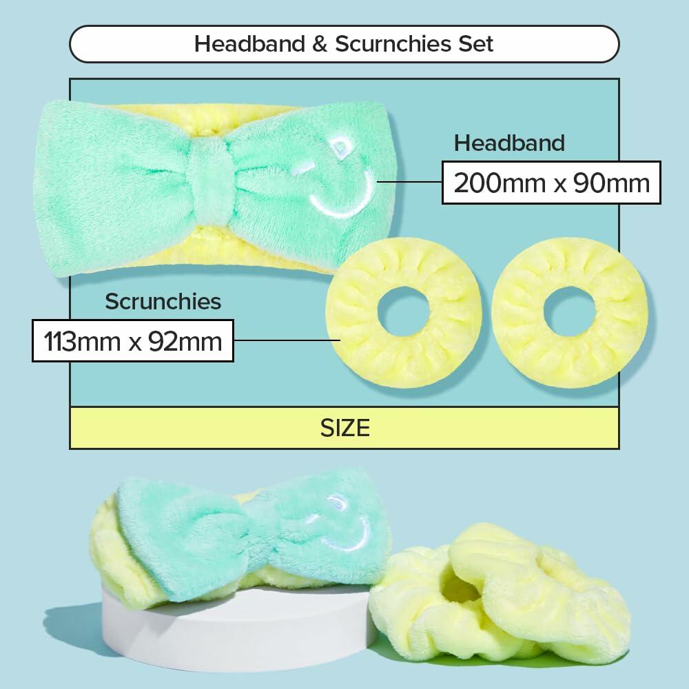I DEW CARE Face Wash Headband & Scrunchie Set - Perfect Spa Pair | Adorable Design, Washing & Cleansing, Makeup and Spa, Quick Dry, Soft & Fuzzy, Non Slip, Teen Girls Stuff