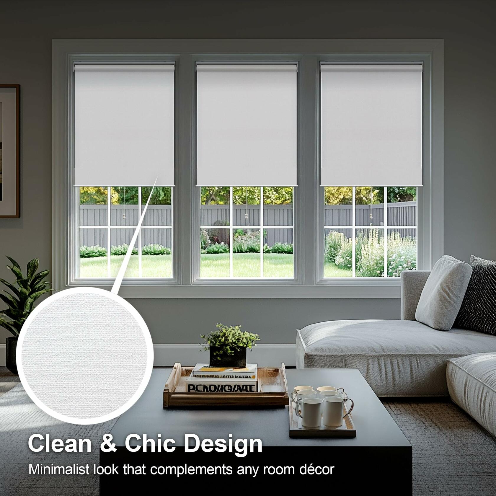 CHICOLOGY Roller Window Shades , Window Blinds , Window Shades for Home , Roller Shades , Window Treatments , Window Blinds Cordless , Door Blinds , Byssus White (Blackout), 27"W X 72"H