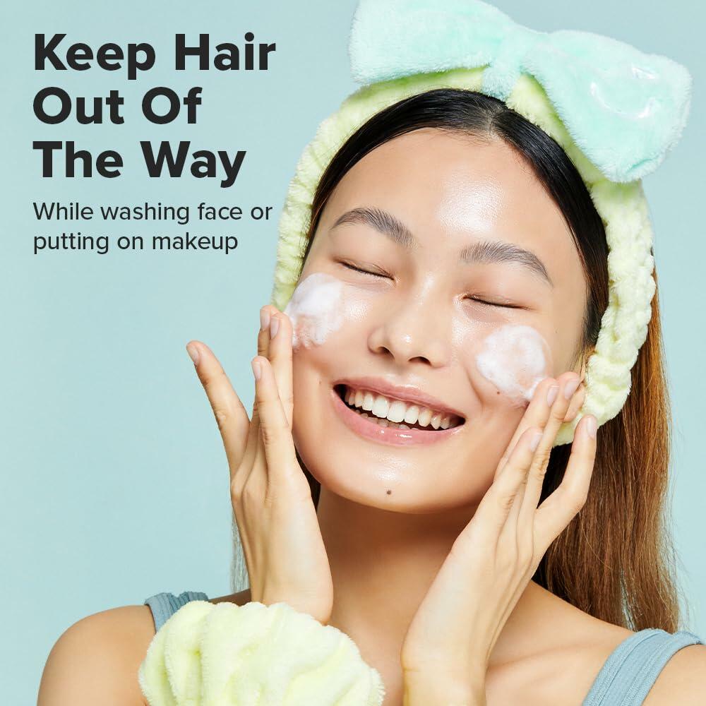 I DEW CARE Face Wash Headband & Scrunchie Set - Perfect Spa Pair | Adorable Design, Washing & Cleansing, Makeup and Spa, Quick Dry, Soft & Fuzzy, Non Slip, Teen Girls Stuff