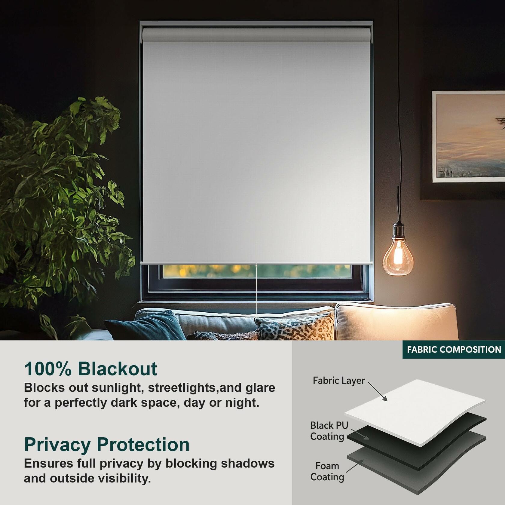 CHICOLOGY Roller Window Shades , Window Blinds , Window Shades for Home , Roller Shades , Window Treatments , Window Blinds Cordless , Door Blinds , Byssus White (Blackout), 27"W X 72"H